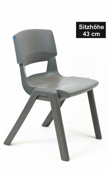 POSTURA+ Kunststoffstuhl - Sitzhöhe 43 cm, EISENGRAU