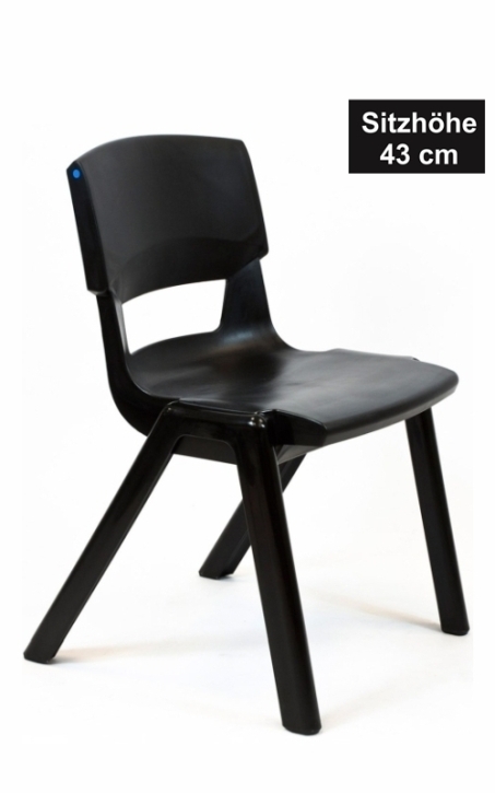 POSTURA+ Kunststoffstuhl - Sitzhöhe 43 cm, PECHSCHWARZ