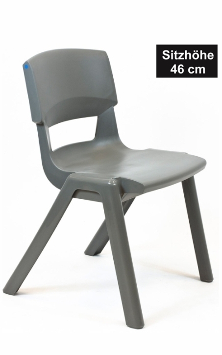 POSTURA+ Kunststoffstuhl - Sitzhöhe 46 cm, EISENGRAU