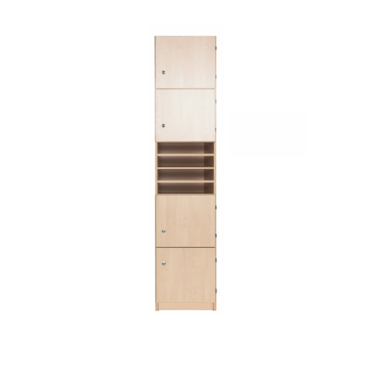 Lehrerschließfachschrank mit 4 Postfächern 1-reihig und Türen rechts, B/H/T 41x190x40 cm