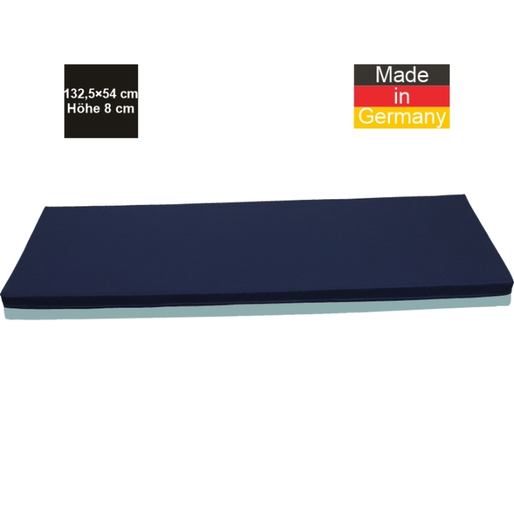 Bodenliegepolster, Bezug eine Seite Jeansstoff, andere Seite 319 Kunstleder Lotos hellblau, 132,5 x 54 x 8 cm