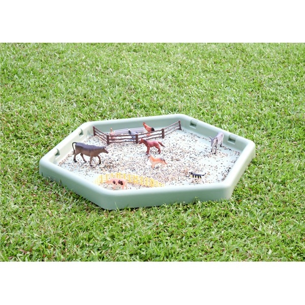 Sechseckiges Spielbrett salbeifarbig 5er Set