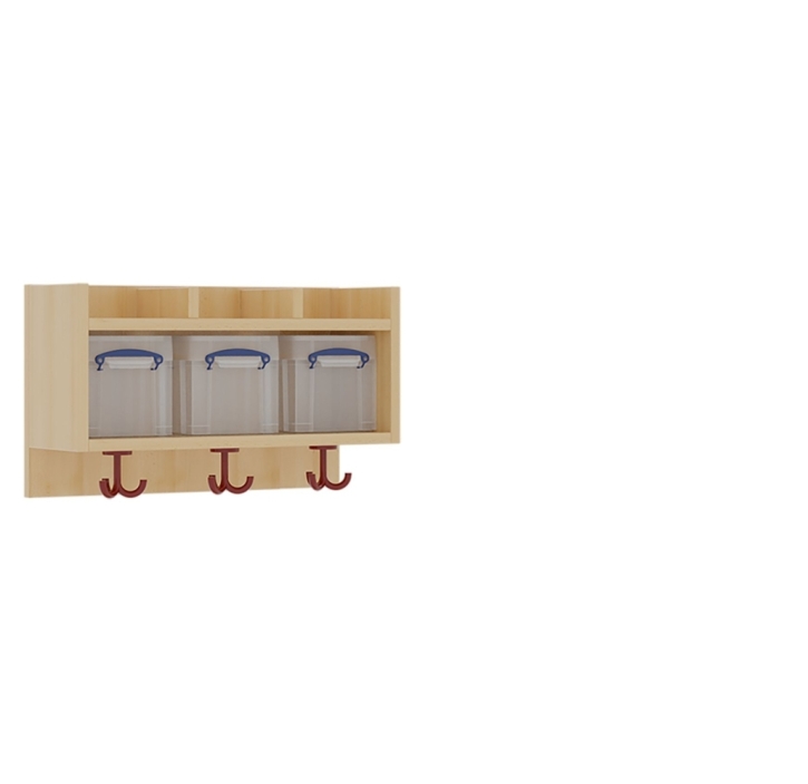 Mützenablage 1,5-reihig mit Kunststoffboxen, 3 Plätze, B/H/T 60 x 34,5 x 27 cm