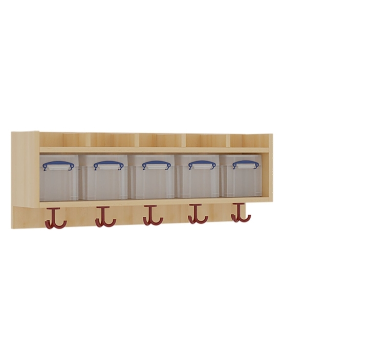 Mützenablage 1,5-reihig mit Kunststoffboxen, 5 Plätze, B/H/T 100 x 34,5 x 27 cm