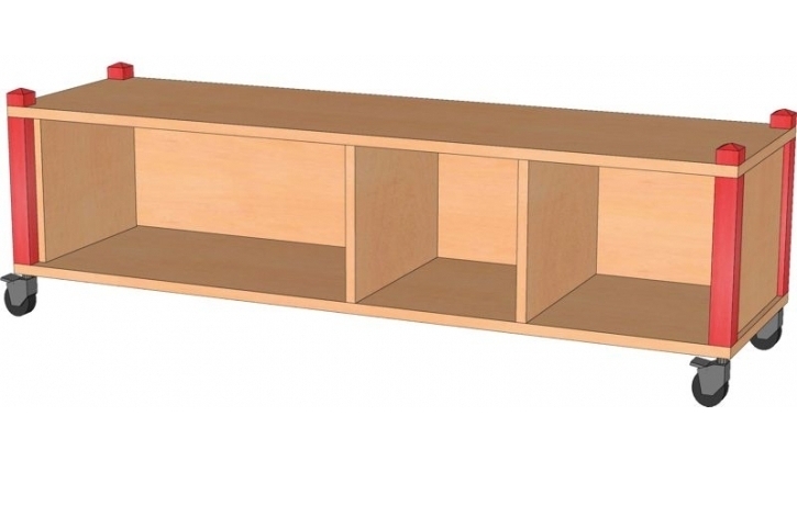 Fahrbares Stollenregal, B/H/T 134,5 x 40,5 x 40 cm