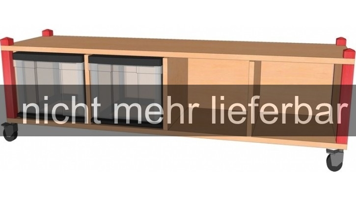 AUSVERKAUFT Fahrbares Stollenregal mit InBoxen, B/H/T 134,5 x 40,5 x 40 cm