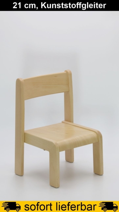 Stapelstuhl TIM, Buche massiv, Sitzhöhe 21 cm, Kunststoffgleiter
