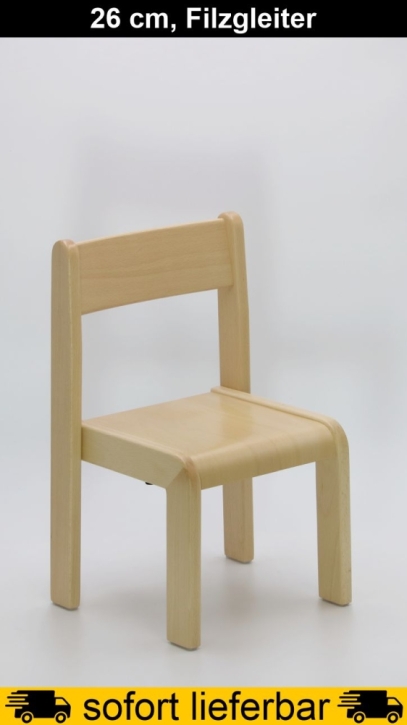 Stapelstuhl TIM, Buche massiv, Sitzhöhe 26 cm, Filzgleiter