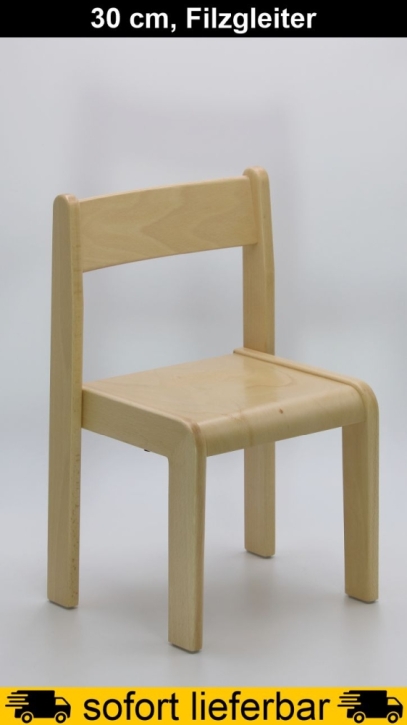 Stapelstuhl TIM, Buche massiv, Sitzhöhe 30 cm, Filzgleiter