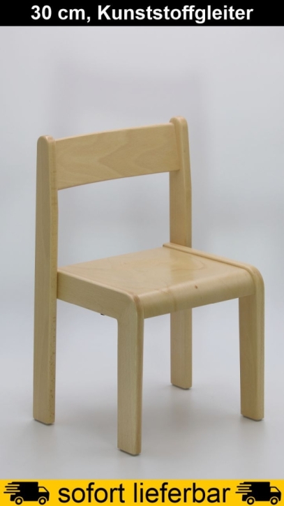 Stapelstuhl TIM, Buche massiv, Sitzhöhe 30 cm, Kunststoffgleiter