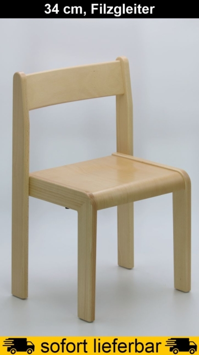 Stapelstuhl TIM, Buche massiv, Sitzhöhe 34 cm, Filzgleiter