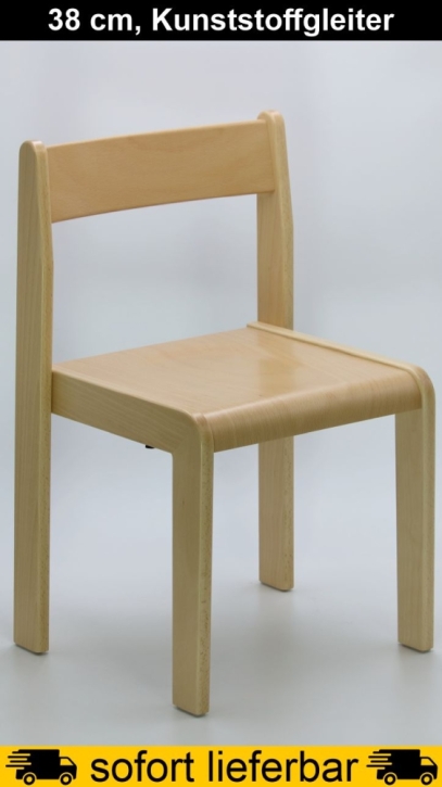 Stapelstuhl TIM, Buche massiv, Sitzhöhe 38 cm, Kunststoffgleiter
