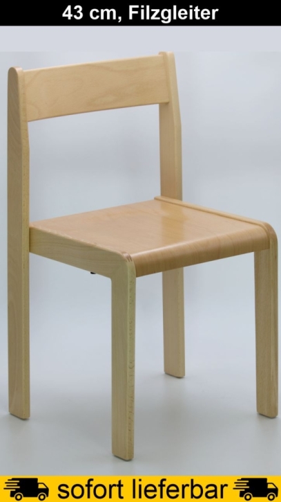 Stapelstuhl TIM, Buche massiv, Sitzhöhe 43 cm, Filzgleiter