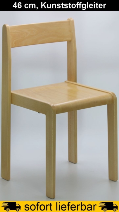 Stapelstuhl TIM, Buche massiv, Sitzhöhe 46 cm, Kunststoffgleiter