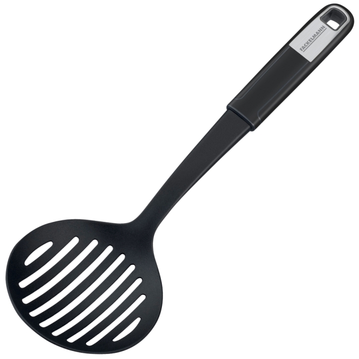 Abseihlöffel "Sense" aus 3H-Kunststoff, 31,5 cm, silber/schwarz Abseihlöffel "Sense" aus 3H-Kunststoff, 31,5 cm, silber/schwarz
