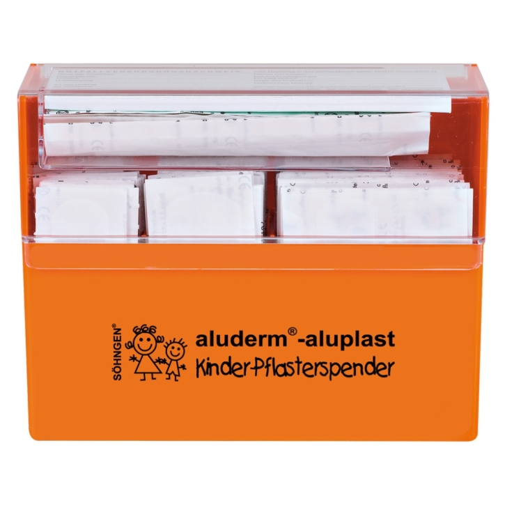 aluderm® Pflasterspender für Kinder, gefüllt, (HxBxL) 16 x 12,2 x 5,7 cm aluderm® Pflasterspender für Kinder, gefüllt, (HxBxL) 16 x 12,2 x 5,7 cm