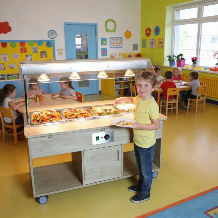 Buffetwagen Kids W4110-150W, inkl. Hustenschutz und Wärmelampen
