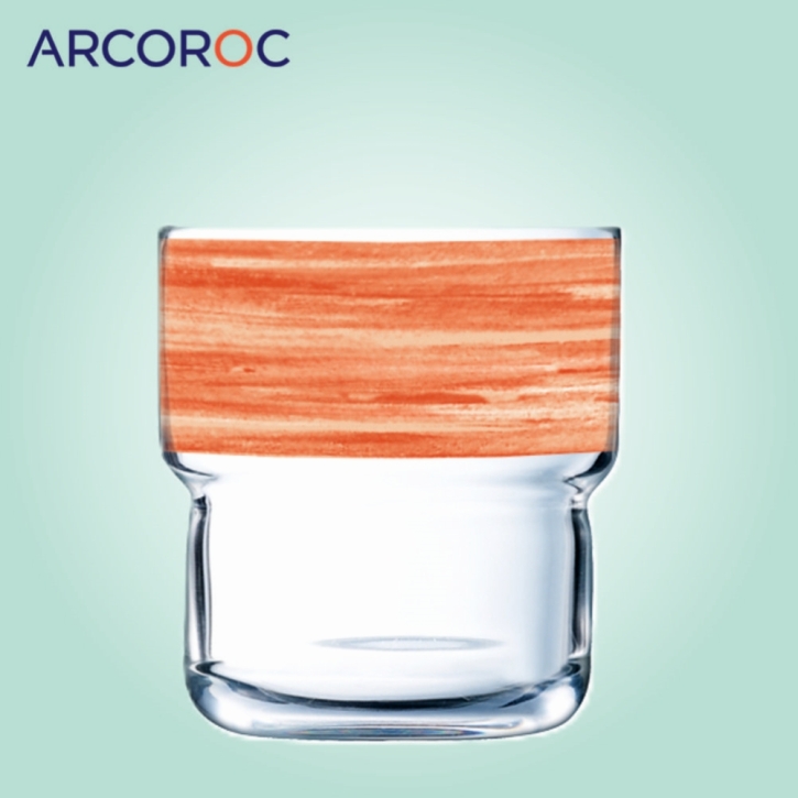 SALE Brush Log ORANGE - Stapelglas 0,27 Liter, Ø 77 × H 93 mm