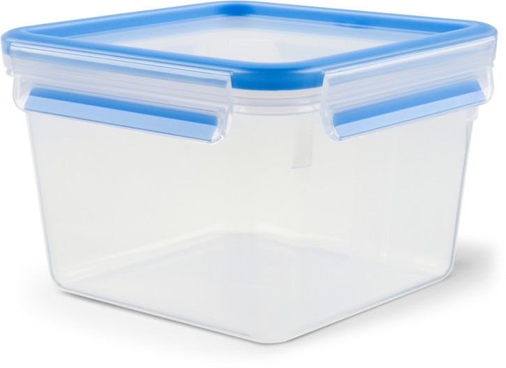 Clip&Close Frischhaltedose aus Kunststoff, quadratisch, Transparent/Blau, 1,75 Liter