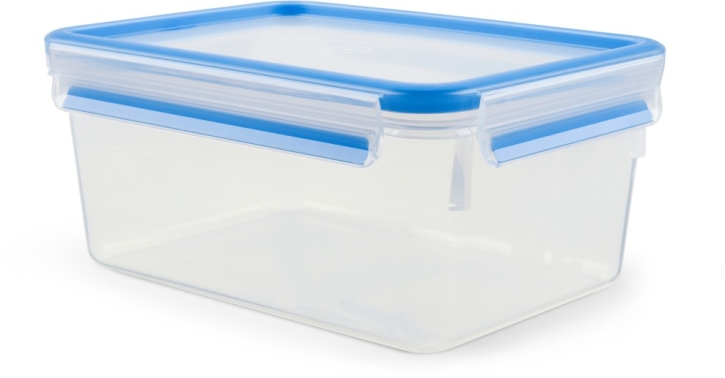 Clip&Close Frischhaltedose aus Kunststoff, Großformat, rechteckig, Transparent/Blau, 2,2 Liter