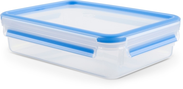 Clip&Close Frischhaltedose aus Kunststoff, Großformat, rechteckig, Transparent/Blau, 2,6 Liter