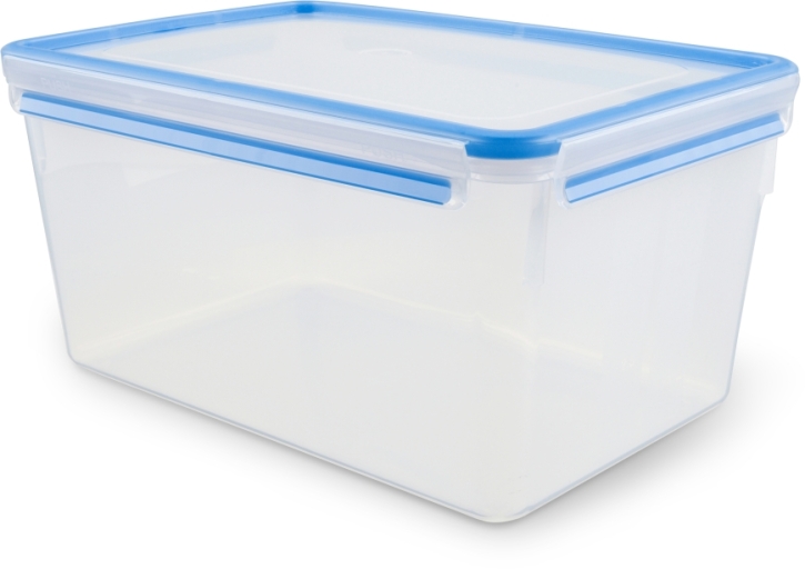 Clip&Close Frischhaltedose aus Kunststoff, Maxiformat, rechteckig, Transparent/Blau, 8 Liter