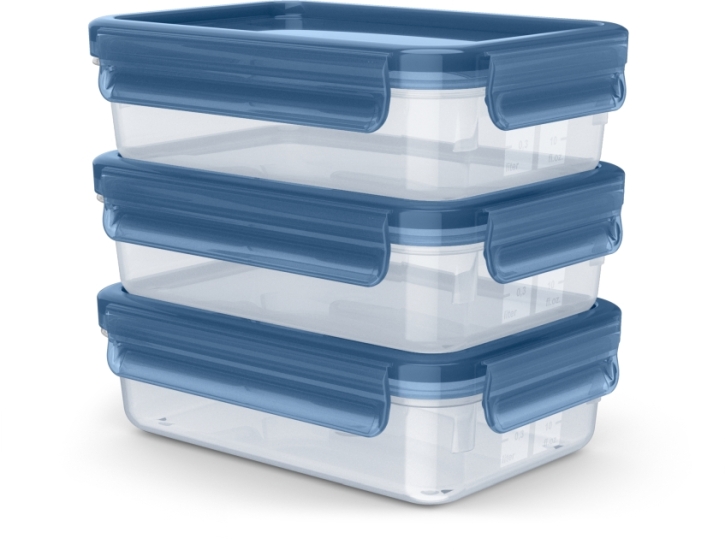Clip&Close ECO 3x 0,8 Liter, Transparent/Blau
