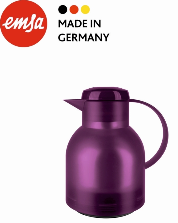 Isolierkanne 1,00 Liter, aubergine, Glaseinsatz, Polypropylen, Knopfdruck-Öffnung