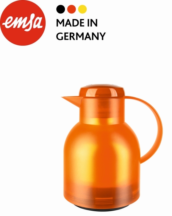 Isolierkanne 1,00 Liter, orange, Glaseinsatz, Polypropylen, Knopfdruck-Öffnung