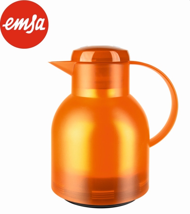 Isolierkanne 1,00 Liter, ORANGE, Glaseinsatz, Polypropylen, Knopfdruck-Öffnung