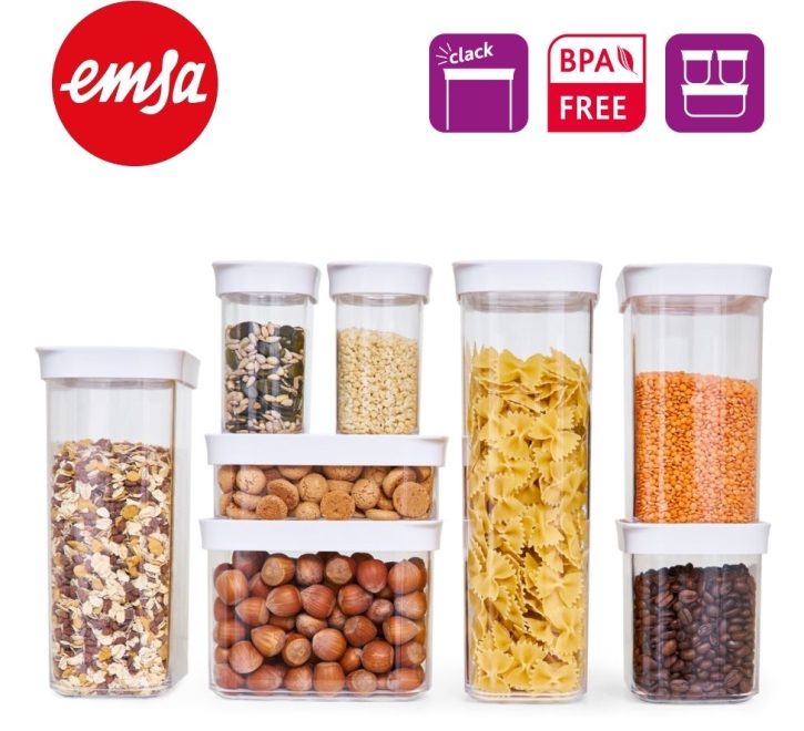 EMSA Optima Trockenvorratsdosen Set, 7-teilig, transparent