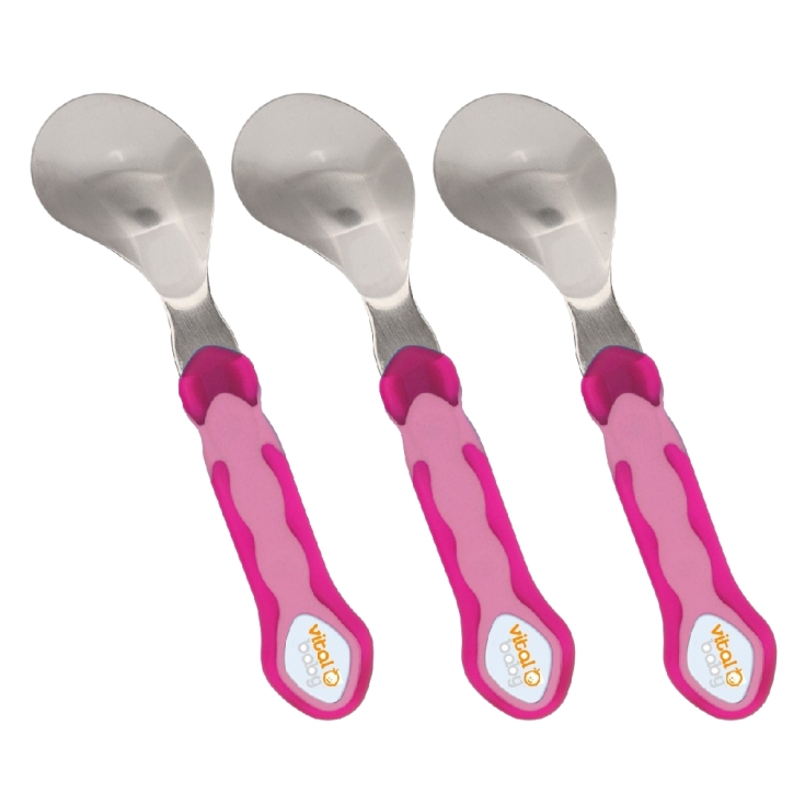 Esslern-Löffel gebogen, 3er-Set, pink