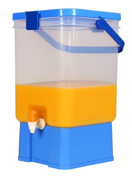 Getränkespender, 27 Liter, blau/transparent, 31,5 x 31,5 x 49 cm