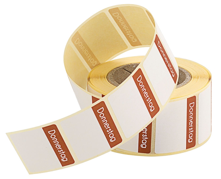 HACCP Etiketten für Rückstellproben, 500 Etiketten, 30 x 24 mm, Donnerstag, braun