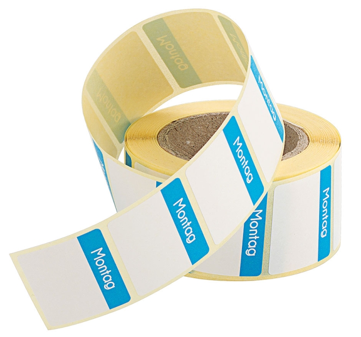 HACCP Etiketten für Rückstellproben, 500 Etiketten, 30 x 24 mm, Montag, blau