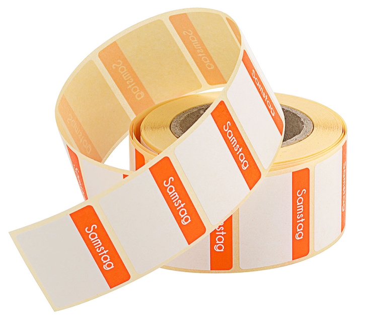 HACCP Etiketten für Rückstellproben, 500 Etiketten, 30 x 24 mm, Samstag, orange