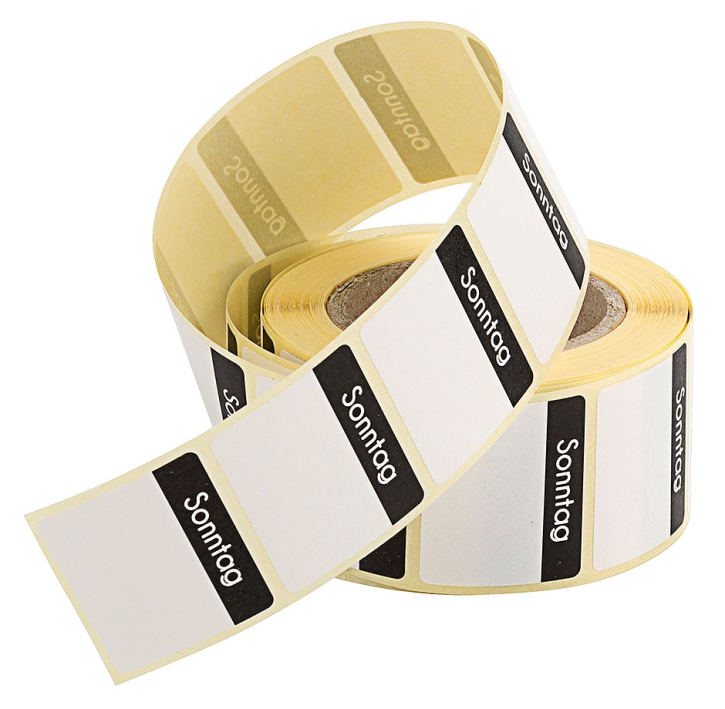 HACCP Etiketten für Rückstellproben, 500 Etiketten, 30 x 24 mm, Sonntag, schwarz