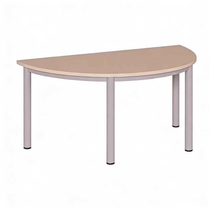 Halbrundtisch mit Rundrohrgestell, B/H/T 160 x 72 x 80 cm Halbrundtisch mit Rundrohrgestell, B/H/T 160 x 72 x 80 cm