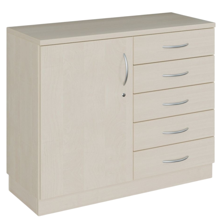 Halbschrank mit fünf Schüben, Höhe 82 cm, B/T 100 x 42 cm, Schübe rechts