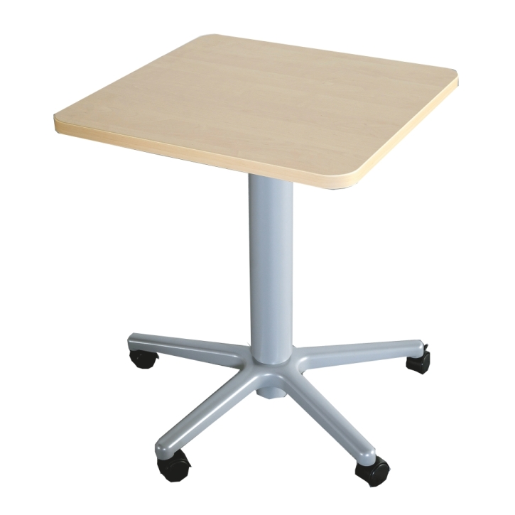 höhenverstellbarer Beistelltisch QUADRAT mit Fußkreuz und Gasfeder, Höhe 76-110 cm, B/T 60x60 cm, Tischplatte Melamin