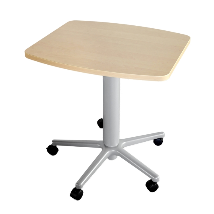 höhenverstellbarer Beistelltisch TONNE mit Fußkreuz und Gasfeder, Höhe 76-110 cm, B/T 70x60 cm, Tischplatte Melamin