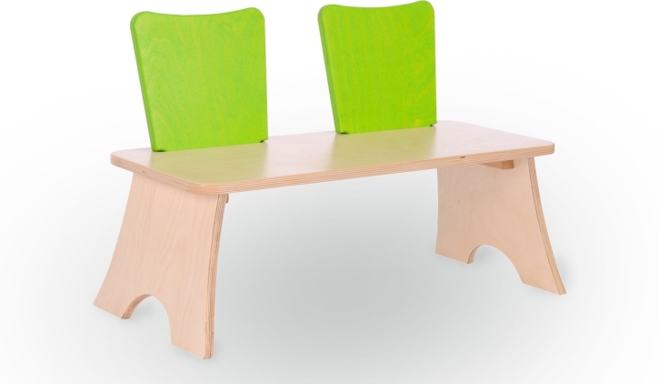Duo-Bank aus Holz, natur/grün, 75 x 49 x 35 cm