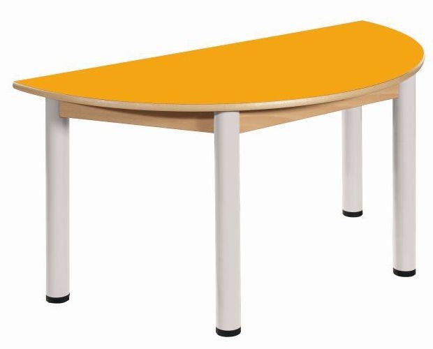 Höhenverstellbarer Halbrund-Tisch 120x60x60 cm, Formica-Tischplatte (Variante wählen)