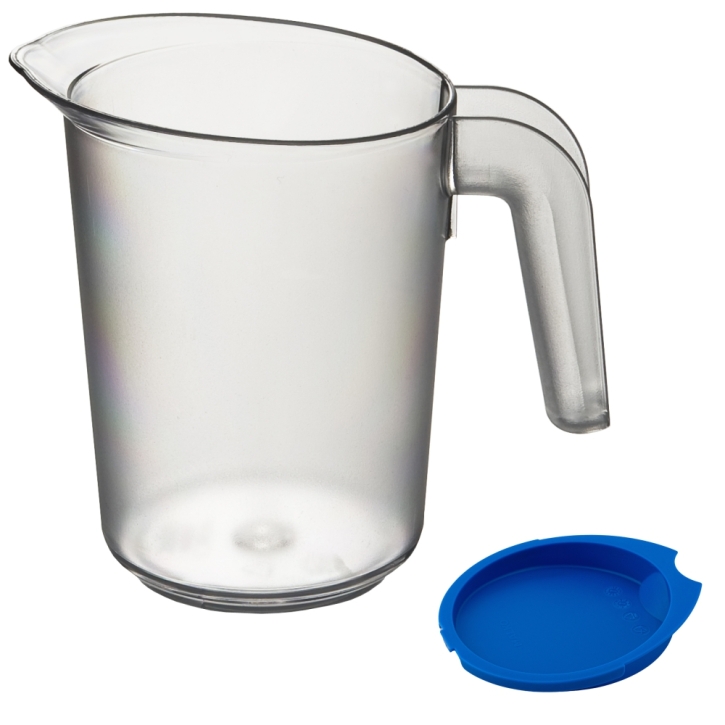 Kanne transparent mit blauem Deckel, 0,5 Liter