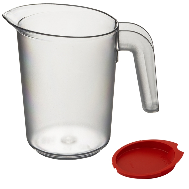 Kanne transparent mit rotem Deckel, 0,5 Liter