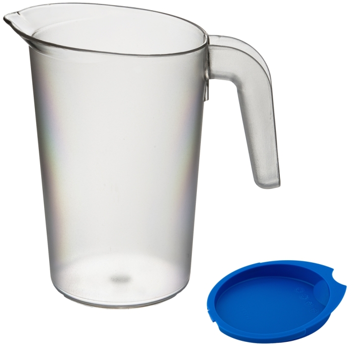 Kanne transparent mit blauem Deckel, 1 Liter