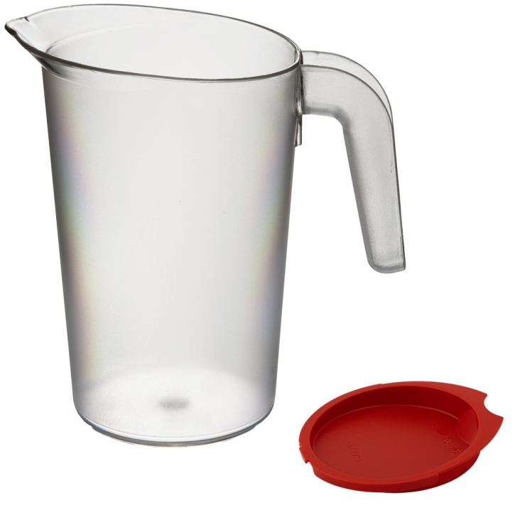 Kanne transparent mit rotem Deckel, 1 Liter