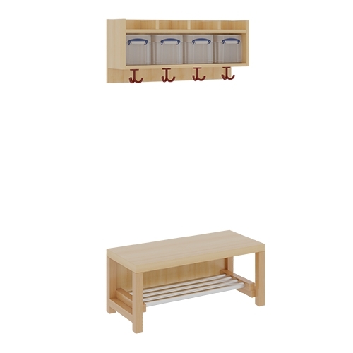 Komplettgarderobe ohne Stütze, 4 Plätze, B/H/T 80×130/158×35 cm (Ausführung wählen) Komplettgarderobe ohne Stütze, 4 Plätze, B/H/T 80×130/158×35 cm (Ausführung wählen)