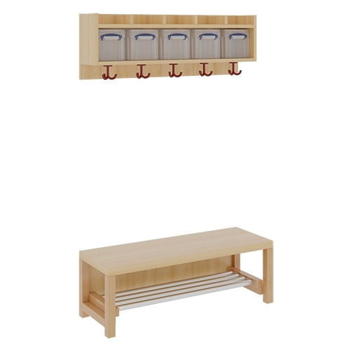 Komplettgarderobe ohne Stütze, 5 Plätze, B/H/T 100×130/158×35 cm (Ausführung wählen)