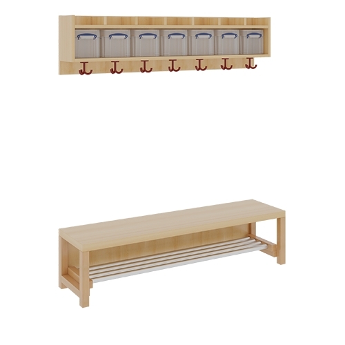 Komplettgarderobe ohne Stütze, 7 Plätze, B/H/T 140×130/158×35 cm (Ausführung wählen) Komplettgarderobe ohne Stütze, 7 Plätze, B/H/T 140×130/158×35 cm (Ausführung wählen)